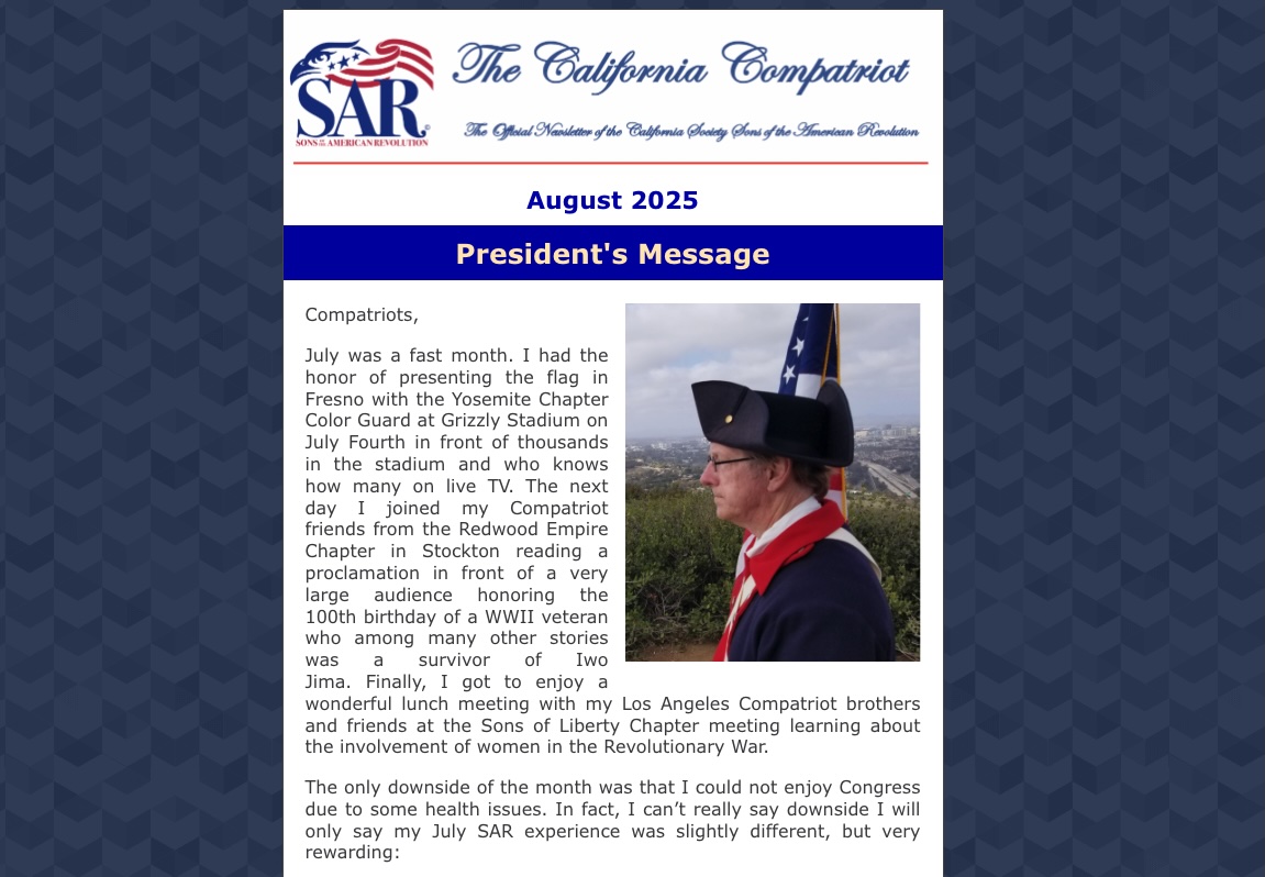 Read more about the article August 2025 California Compatriot